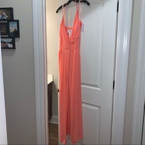 Coral Wrap Bridesmaid Dress